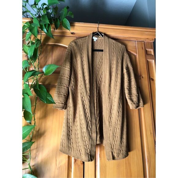 J Jill Open Front Cable Knit Boho Cardigan Size M - Picture 1 of 12